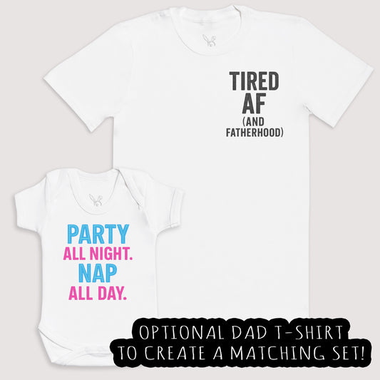 Party All Night Nap All Day - Baby Gift Set - Baby Bodysuit Gift Set
