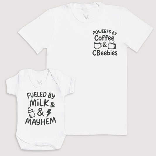 Fueled By Milk And Mayhem - Baby Gift Set - Baby Bodysuit Gift Set