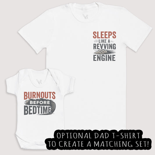 Burnouts Before Bedtime - Baby Gift Set - Baby Bodysuit Gift Set