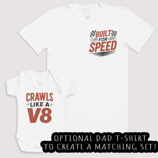 Crawls Like A V8 - Baby Gift Set - Baby Bodysuit Gift Set