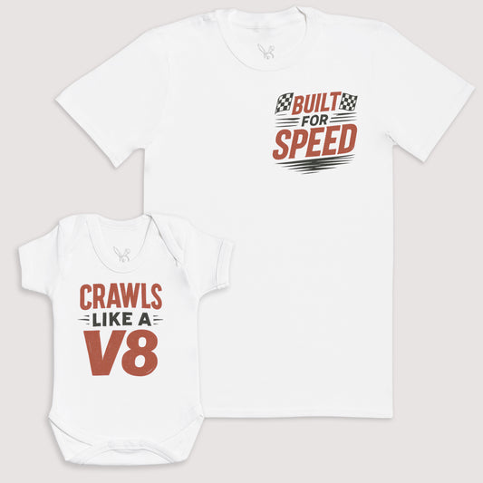 Crawls Like A V8 - Baby Gift Set - Baby Bodysuit Gift Set