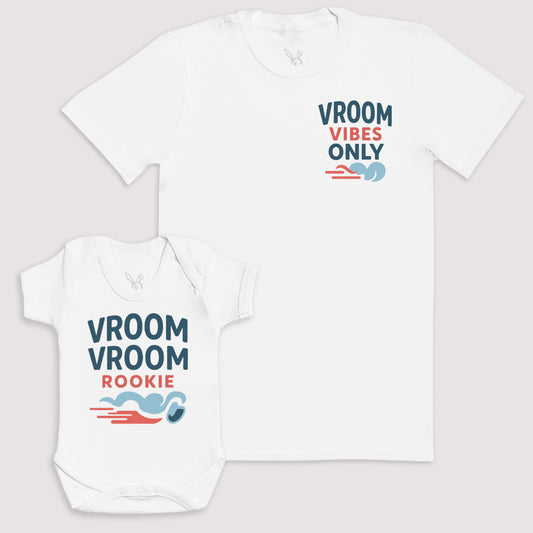 Vroom Vroom Rookie - Baby Gift Set - Baby Bodysuit Gift Set