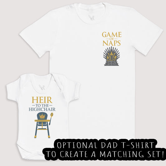 Heir To The Highchair - Baby Gift Set - Baby Bodysuit Gift Set