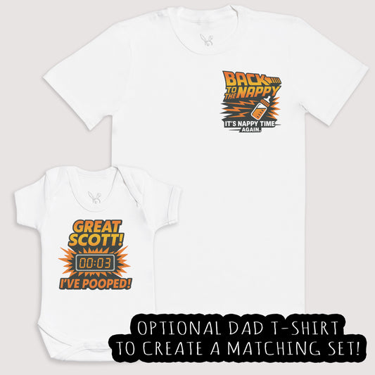 Great Scott I've Pooped - Baby Gift Set - Baby Bodysuit Gift Set