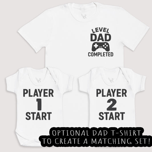 Player 1 Player 2 Start - Baby Gift Set - Baby Bodysuit Gift Set
