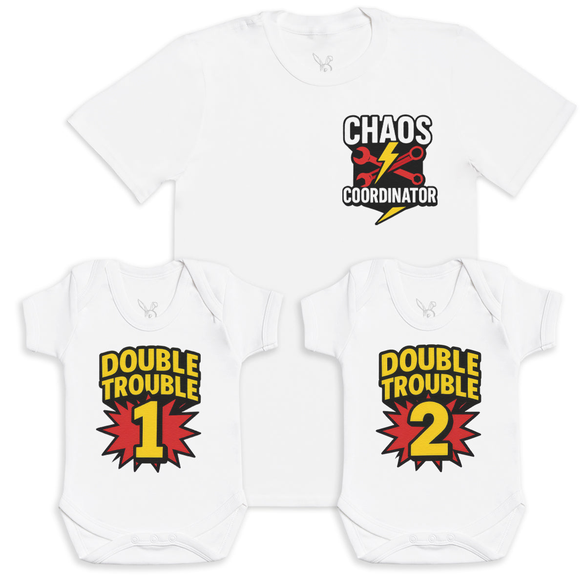 Double Trouble 1 Double Trouble 2 - Baby Gift Set - Baby Bodysuit Gift Set