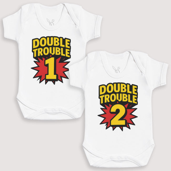 Double Trouble 1 Double Trouble 2 - Baby Gift Set - Baby Bodysuit Gift Set