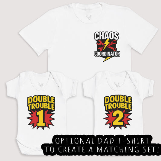Double Trouble 1 Double Trouble 2 - Baby Gift Set - Baby Bodysuit Gift Set