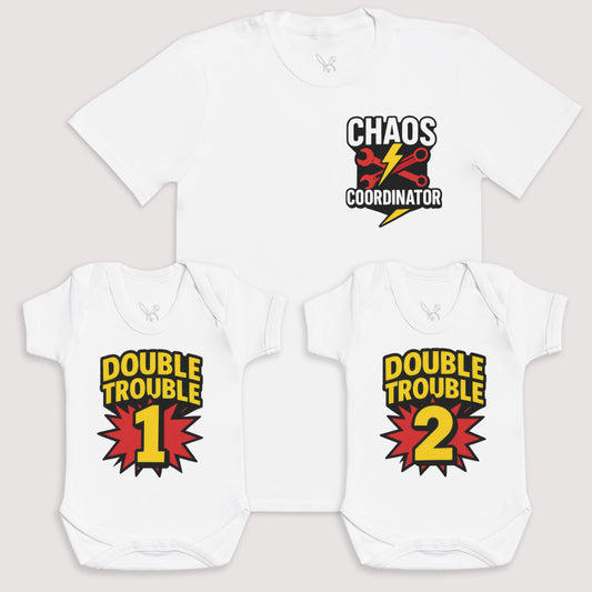 Double Trouble 1 Double Trouble 2 - Baby Gift Set - Baby Bodysuit Gift Set