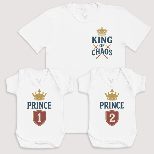 Prince 1 and Prince 2 - Baby Gift Set - Baby Bodysuit Gift Set
