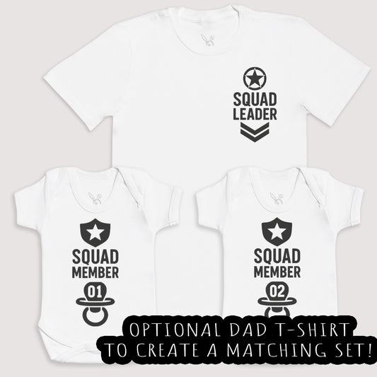 Squad Member 1 Squad Member 2 - Baby Gift Set - Baby Bodysuit Gift Set