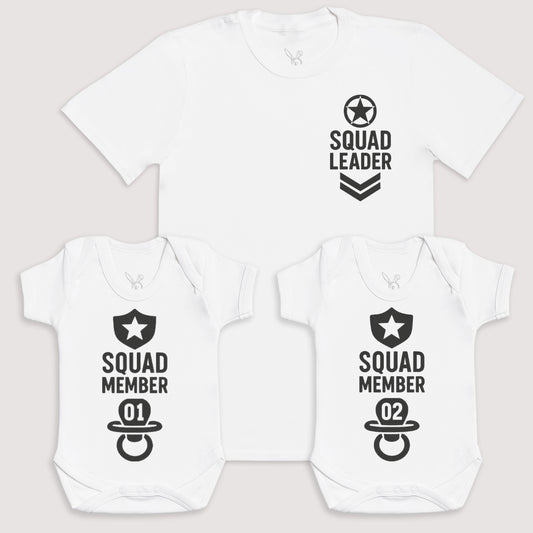 Squad Member 1 Squad Member 2 - Baby Gift Set - Baby Bodysuit Gift Set