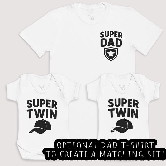 Super Twins - Baby Gift Set - Baby Bodysuit Gift Set