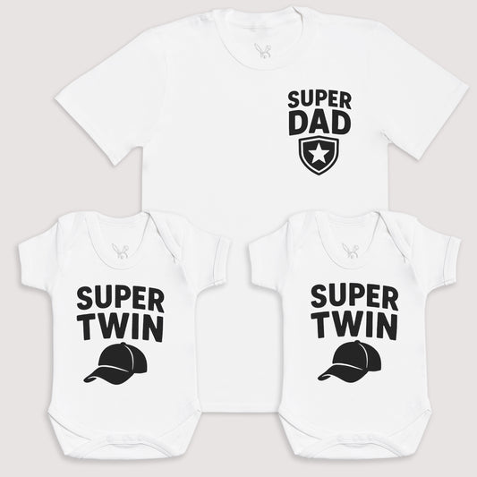 Super Twins - Baby Gift Set - Baby Bodysuit Gift Set