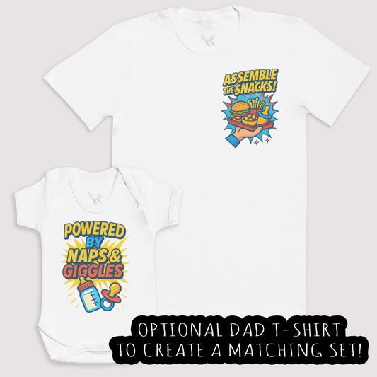 Powered By Naps And Giggles - Baby Gift Set - Baby Bodysuit Gift Set