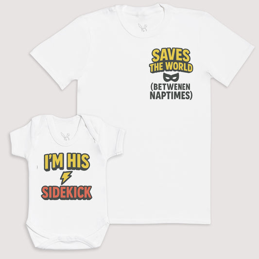 I'm His Sidekick - Baby Gift Set - Baby Bodysuit Gift Set