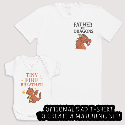 Tiny Fire Breather - Baby Gift Set - Baby Bodysuit Gift Set