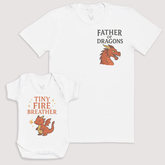 Tiny Fire Breather - Baby Gift Set - Baby Bodysuit Gift Set