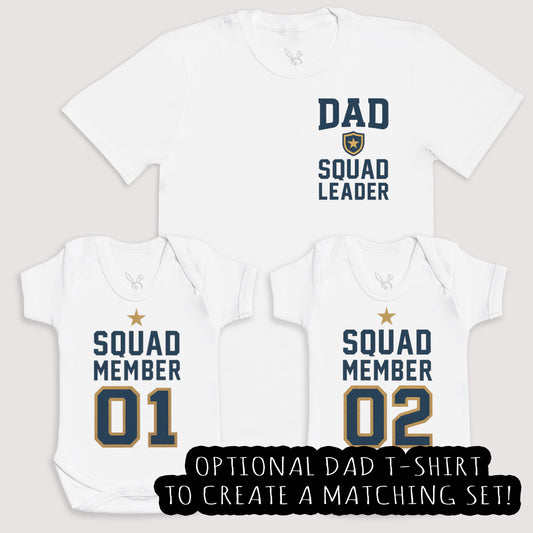 Squad Member 01 and 02 - Baby Gift Set - Baby Bodysuit Gift Set