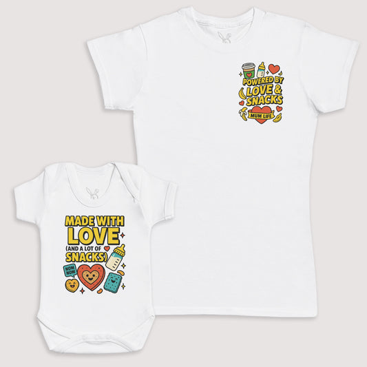 Made With Love And Snacks - Baby Gift Set - Baby Bodysuit Gift Set