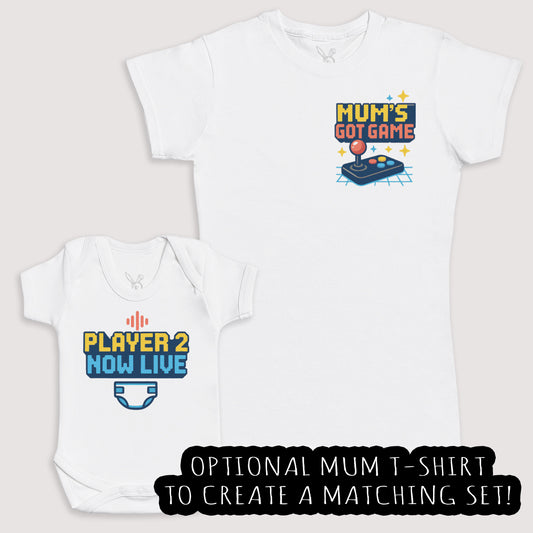 Player 2 Now Live - Baby Gift Set - Baby Bodysuit Gift Set