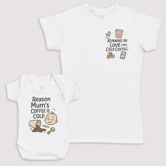 Reason Mums Coffee Is Cold - Baby Gift Set - Baby Bodysuit Gift Set