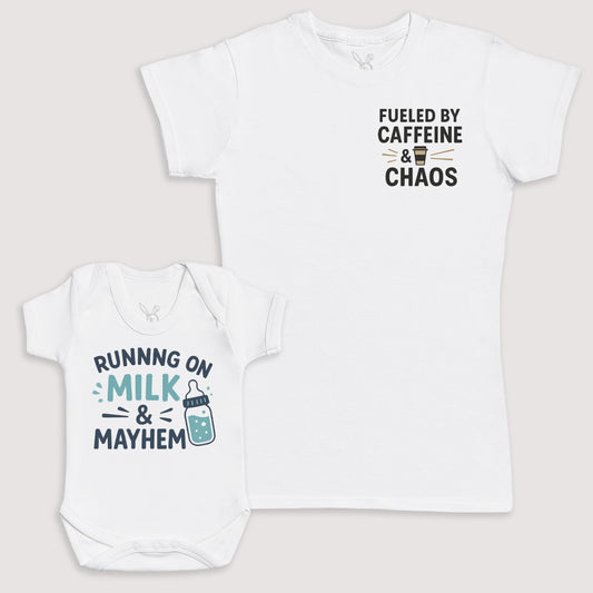 Running On Milk And Mayhem - Baby Gift Set - Baby Bodysuit Gift Set