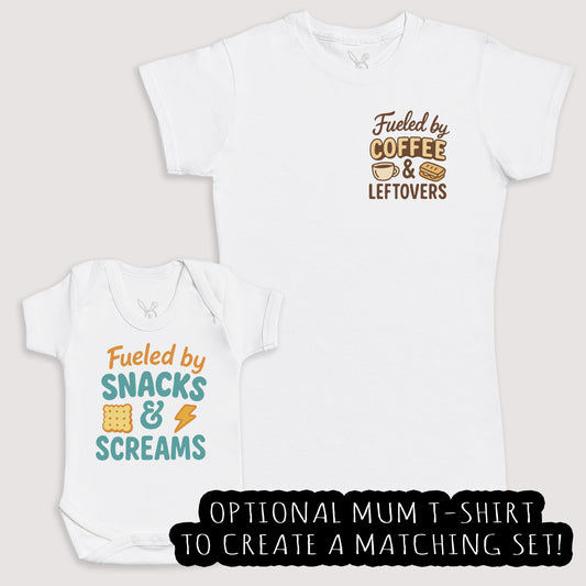 Fueled by Snacks and Screams - Baby Gift Set - Baby Bodysuit Gift Set
