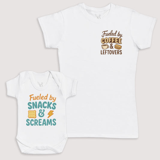 Fueled by Snacks and Screams - Baby Gift Set - Baby Bodysuit Gift Set