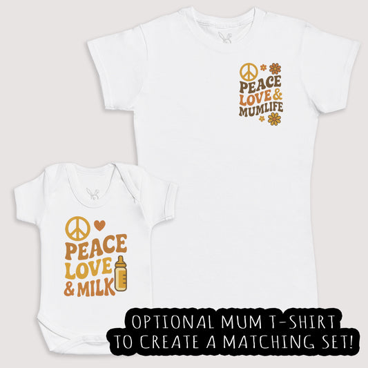 Peace Love And Milk - Baby Gift Set - Baby Bodysuit Gift Set
