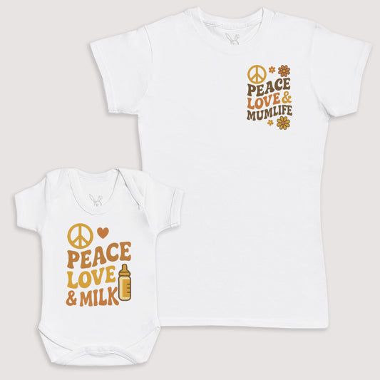 Peace Love And Milk - Baby Gift Set - Baby Bodysuit Gift Set