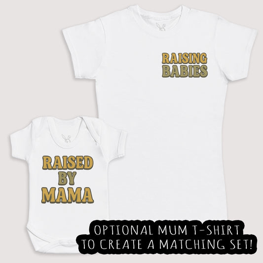 Raised By Mama - Baby Gift Set - Baby Bodysuit Gift Set