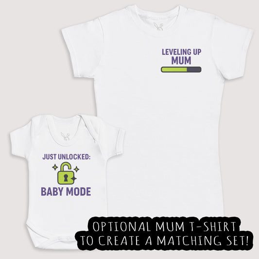 Just Unlocked Baby Mode - Baby Gift Set - Baby Bodysuit Gift Set