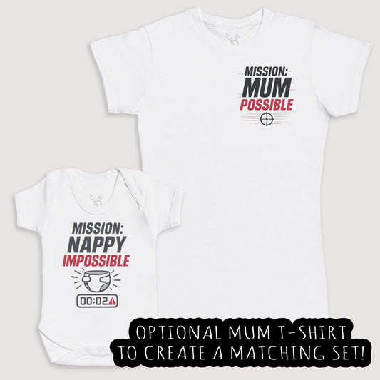 Mission Nappy Impossible - Baby Gift Set - Baby Bodysuit Gift Set