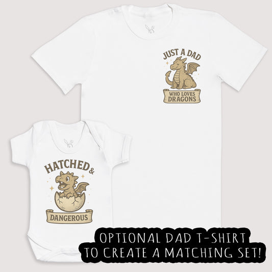Hatched And Dangerous - Baby Gift Set - Baby Bodysuit Gift Set