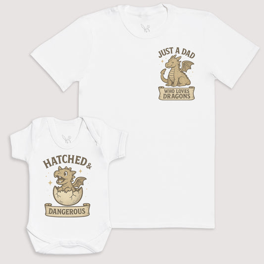 Hatched And Dangerous - Baby Gift Set - Baby Bodysuit Gift Set