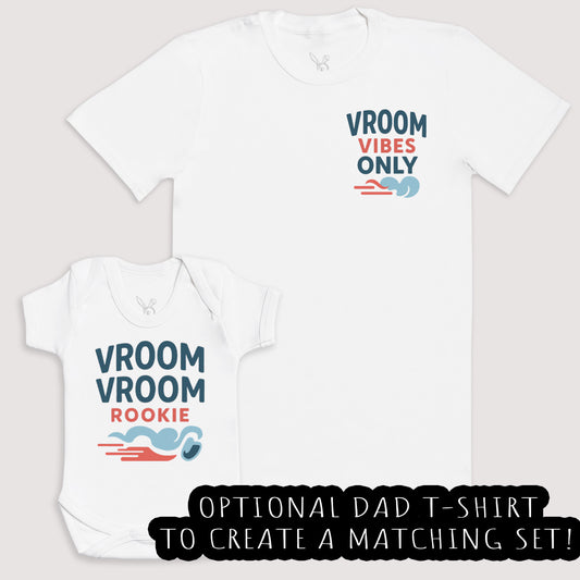 Vroom Vroom Rookie - Baby Gift Set - Baby Bodysuit Gift Set
