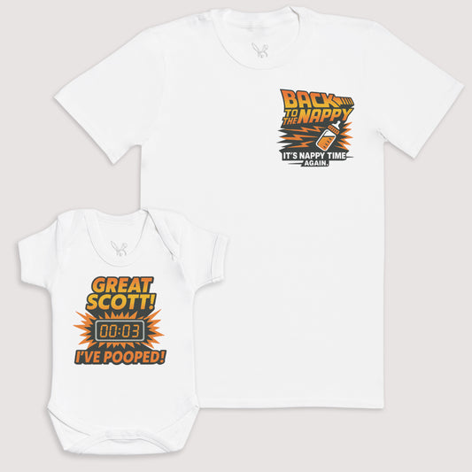 Great Scott I've Pooped - Baby Gift Set - Baby Bodysuit Gift Set