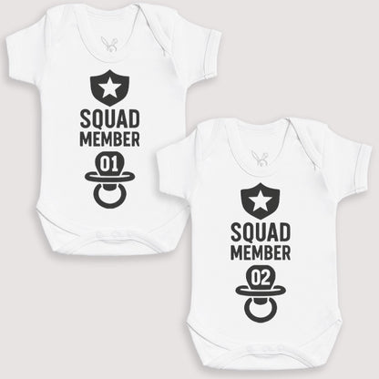 Squad Member 1 Squad Member 2 - Baby Gift Set - Baby Bodysuit Gift Set