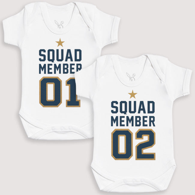 Squad Member 01 and 02 - Baby Gift Set - Baby Bodysuit Gift Set