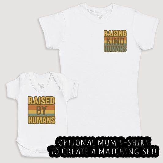 Raised By Humans - Baby Gift Set - Baby Bodysuit Gift Set