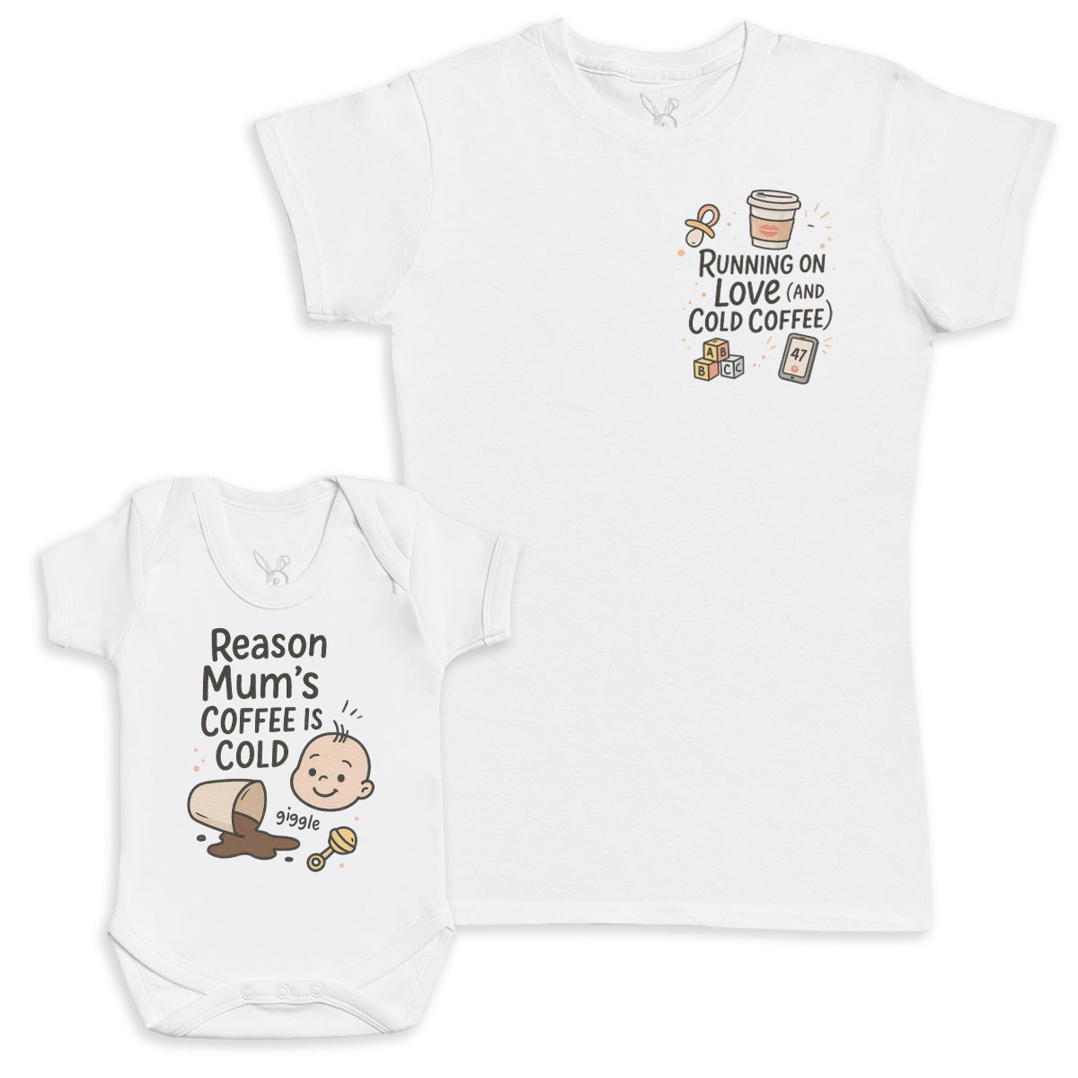 Reason Mums Coffee Is Cold - Baby Gift Set - Baby Bodysuit Gift Set