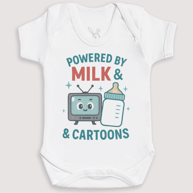 Powered By Milk And Cartoons - Baby Gift Set - Baby Bodysuit Gift Set