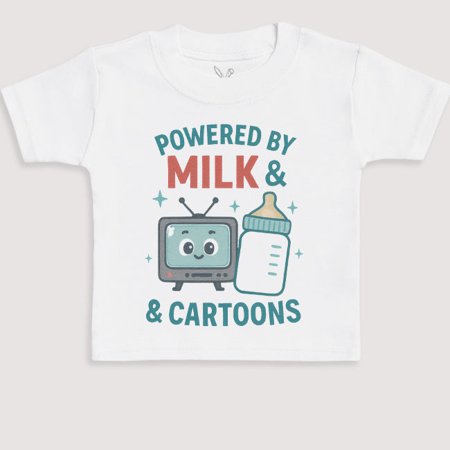Powered By Milk And Cartoons - Baby Gift Set - Baby Bodysuit Gift Set