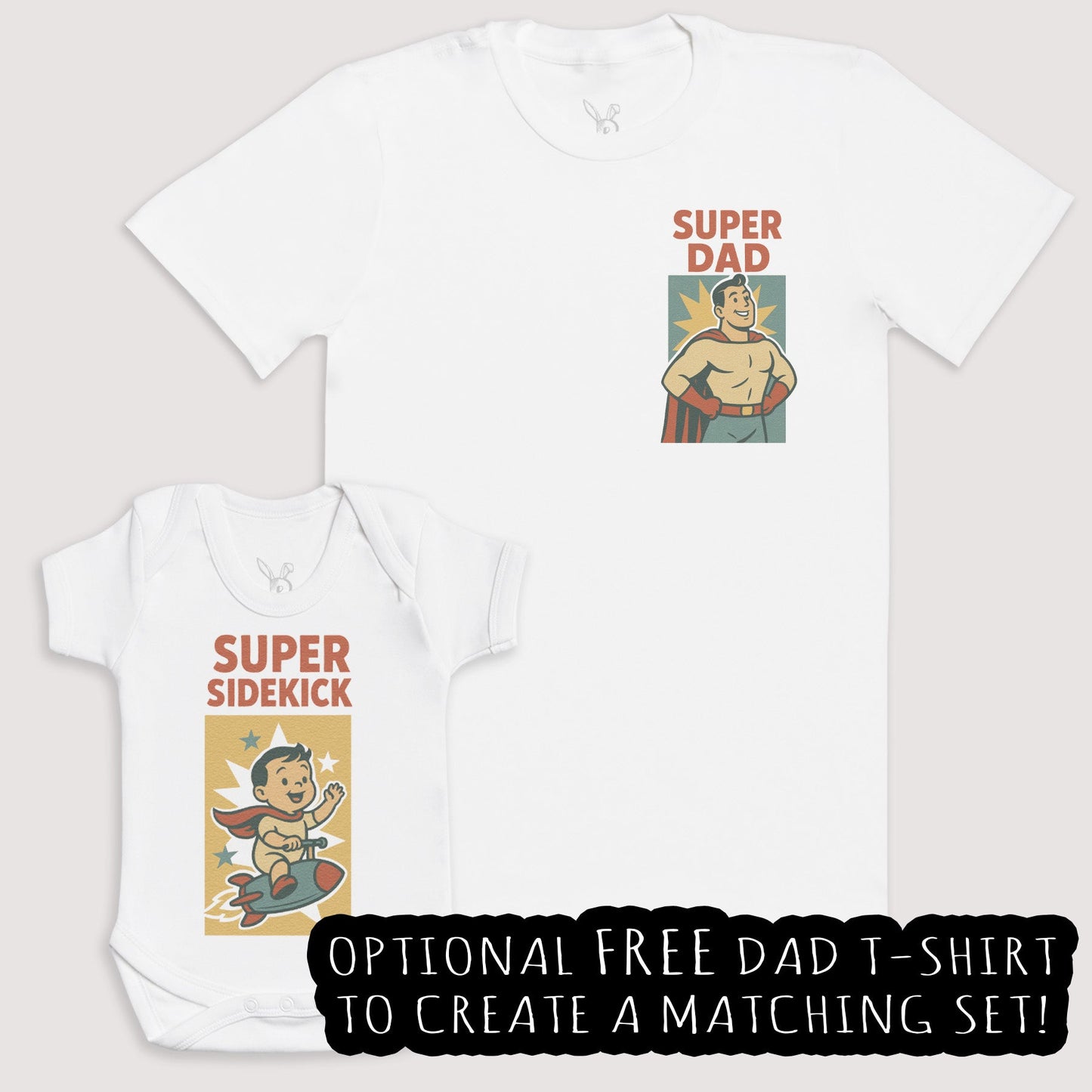 Retro Super Sidekick - Baby Gift Set - Baby Matching Gift Set